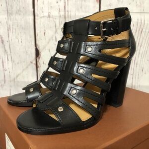 COACH GINNY semi Matte calf leather Strappy Block Heel Gladiator Sandals 6.5 NIB
